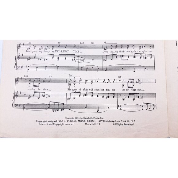 Vintage Twilight Time Sheet Music Buck Ram Morty Al Nevins Dunn 1948 Platters - Picture 3 of 7
